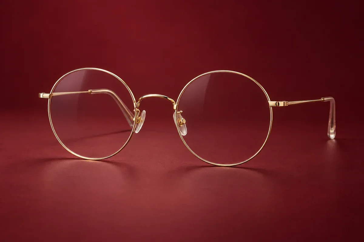 Armação redonda em metal dourado